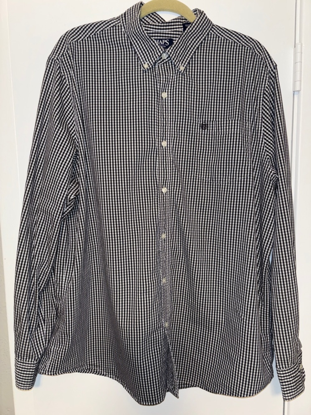 Chaps Navy & White Gingham Long Sleeve Buttondown Shirt